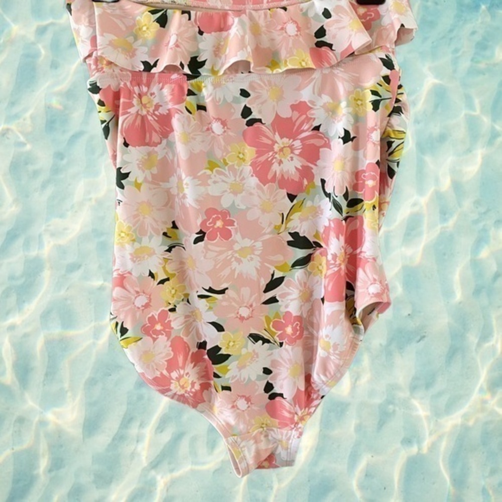 Flounce Bandeau One Piece Maternity Swimsuit